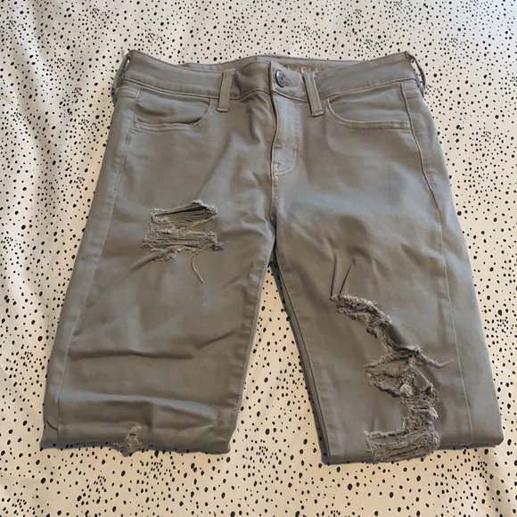 American Eagle Outfitters Grey Distressed Jeggings - Picture 6 of 8